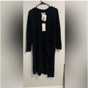 Maison Martin Margiela Black 100% Lana Wool (NWT Asymmetrical midi Dress Sz‎ L